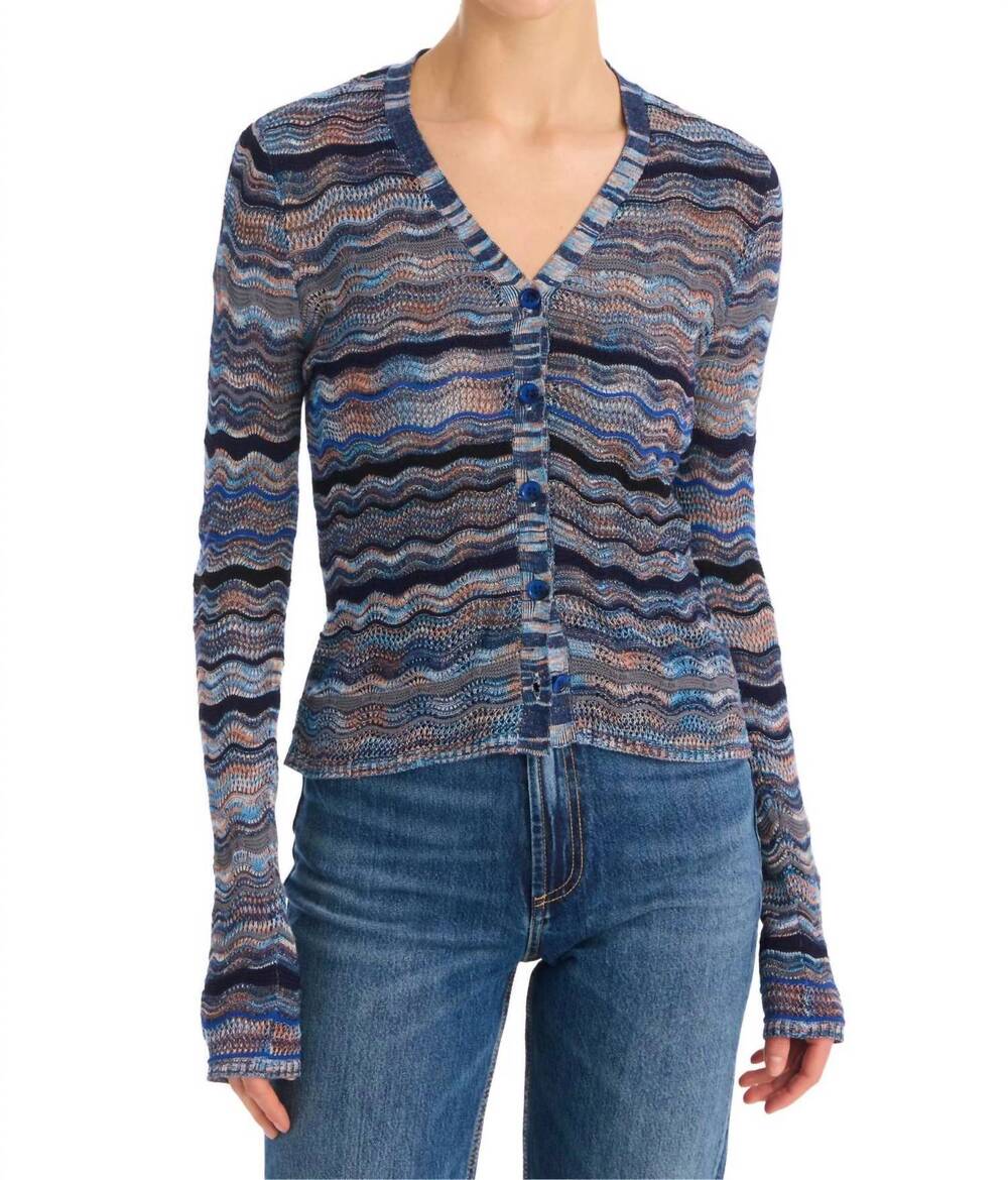 NEW ALLISON NEW YORK colleen knit cardigan in navy space dye